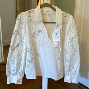 New with tags!!! ba&sh Missouri top, size M, white with cut out eyelet details
